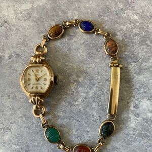 Vintage ladies Timex Philippians scarab Watch / Bracelet Gold